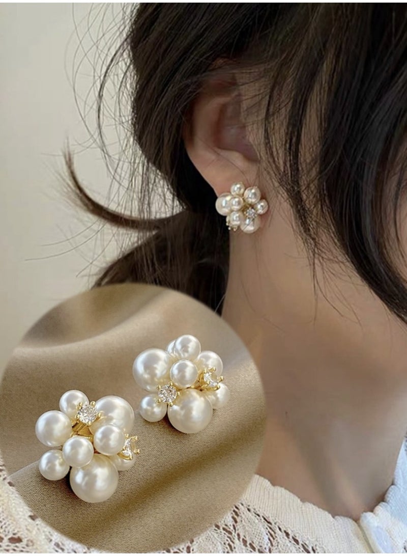 ڤيا أقراط لؤلؤية نسائية فاخرة بتصميم عنقودي راقٍ - Image 4